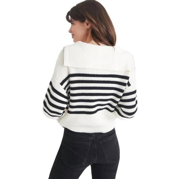 NEW 525 AMERICA norah 1983 stripe half-zip sweater in chalk multi - Picture 3 of 4